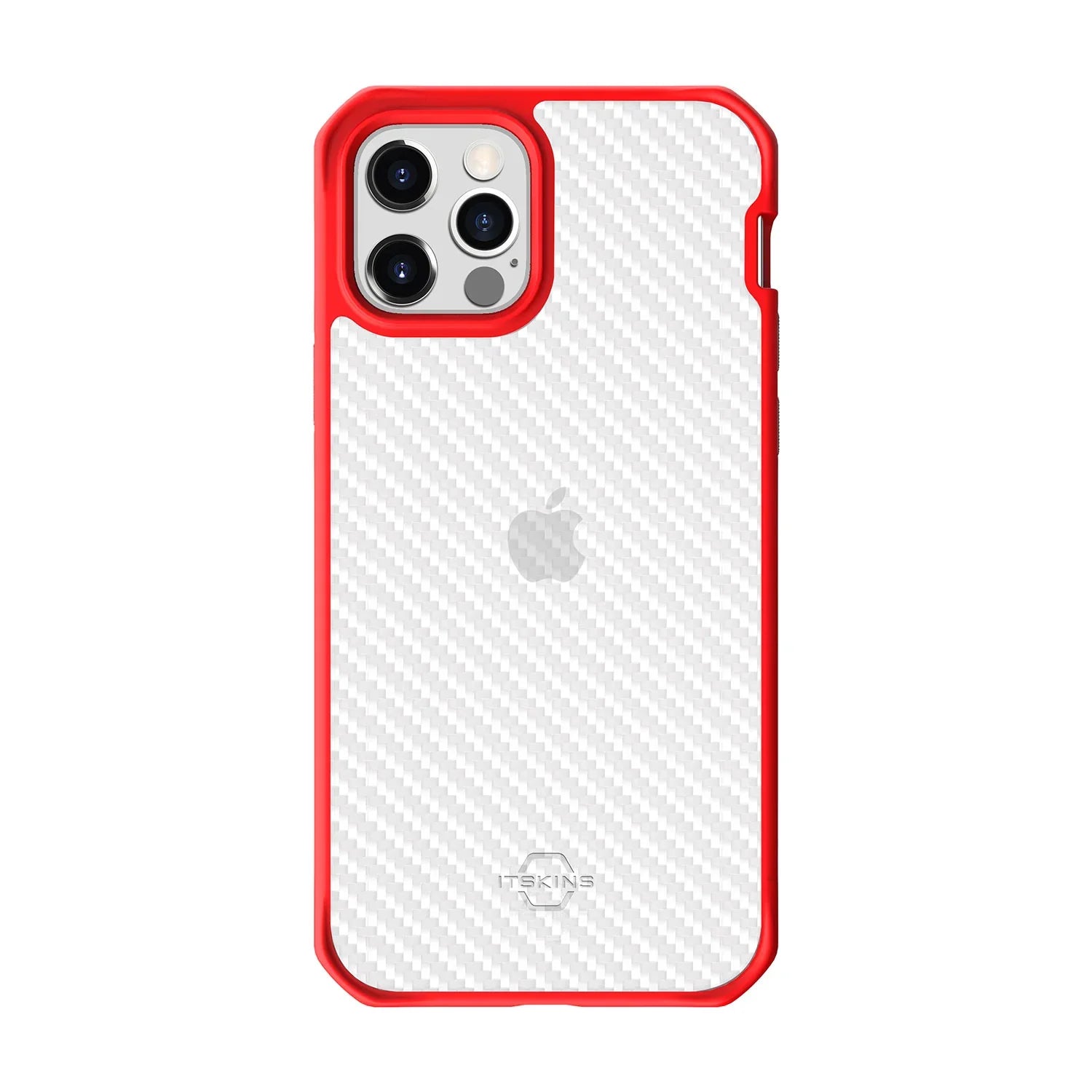 Itskins Hybrid Tek iPhone 12 Pro Max Case - Red And Transparent - Tashqila Itskins Hybrid Tek iPhone 12 Pro Max Case - Red And Transparent - Tashqila